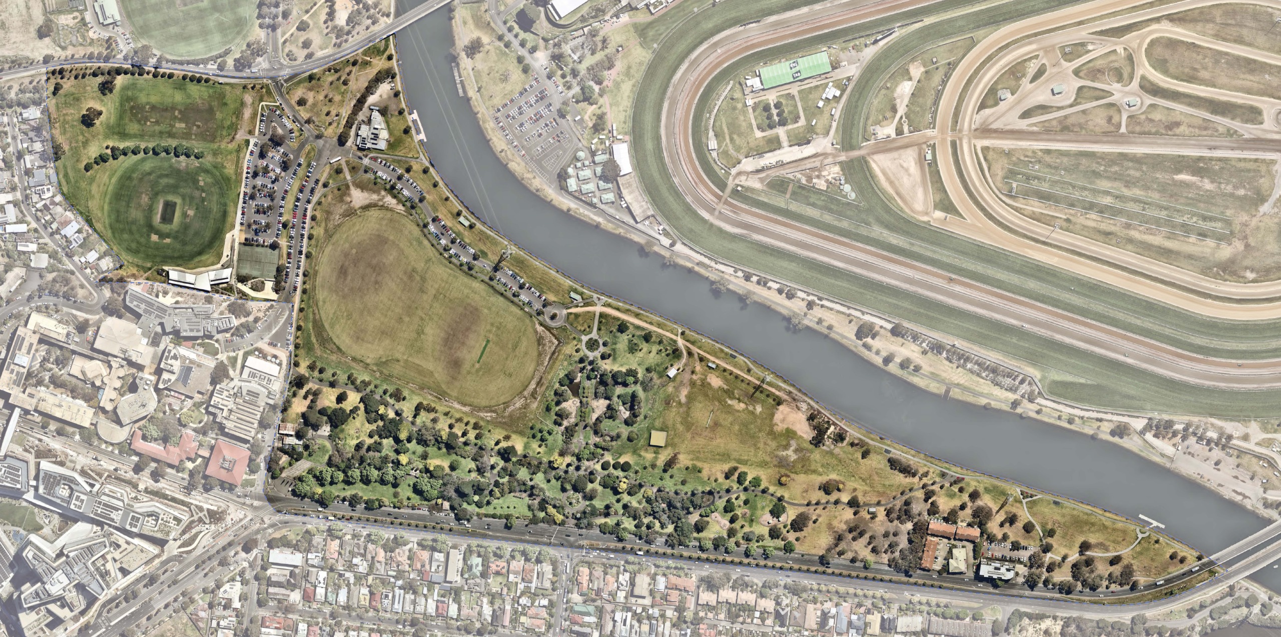 Satellite image of Footscray Park and surrounds.  